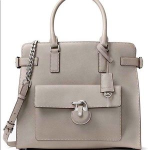 * AUTHENTIC *Michael Kors EW Satchel Peral Grey Leather hand bag NWOT